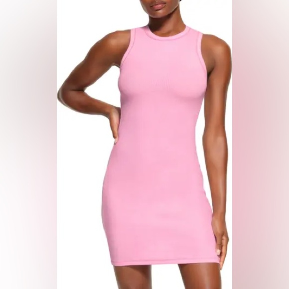 SKIMS Pink Sleeveless Halter Bodycon Mini Dress